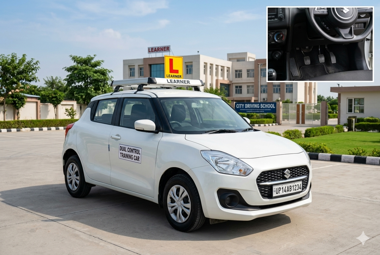 Modern dual-control training car at Hari Om Motor Driving School